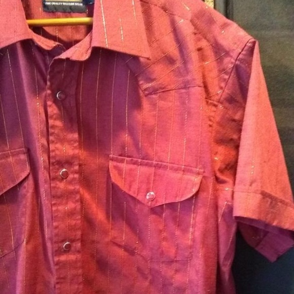 Vintage Pearl Snap Gold Metallic Thread Rockabilly - Picture 4 of 7